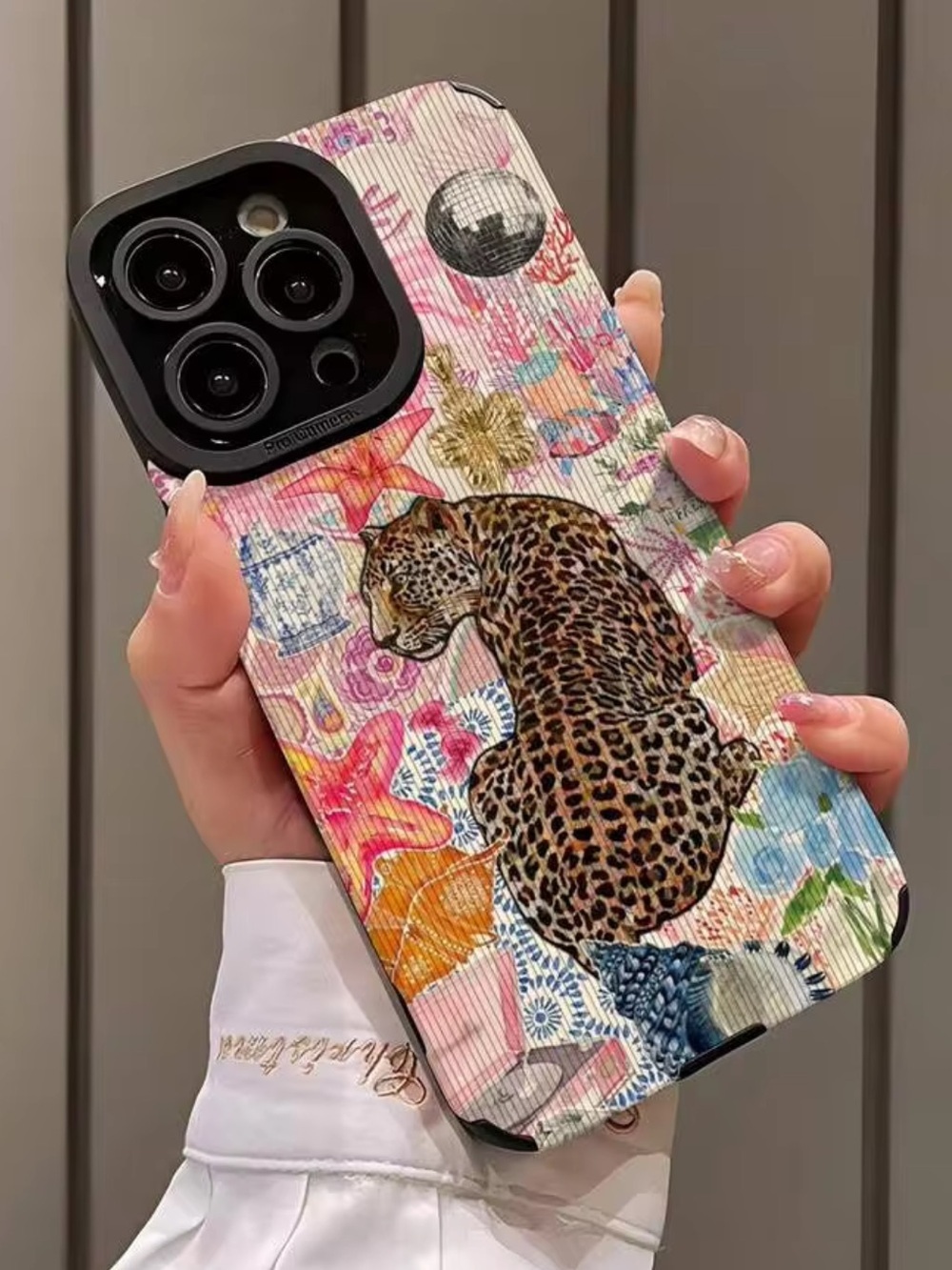 Leopard Print Floral iPhone 15 Pro Max - Romantic Soft Silicone Phone Case